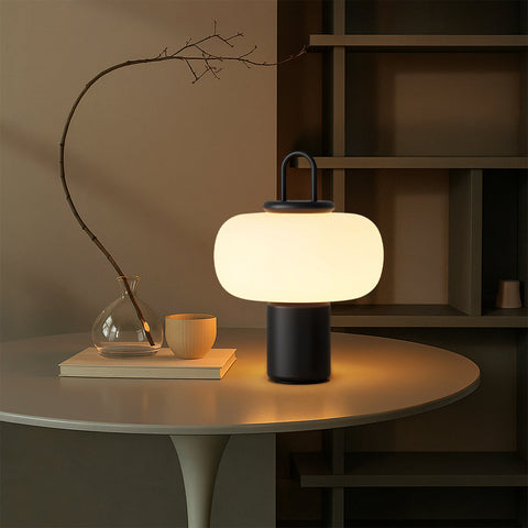 Glass Bedside Table Lamp – Soft Diffused LED Light