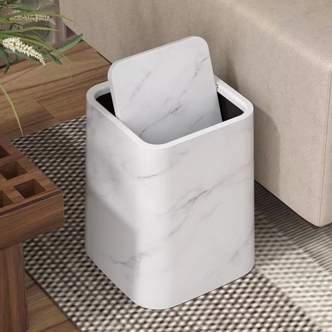 Marble Design Trash Can – 360° Swivel Lid