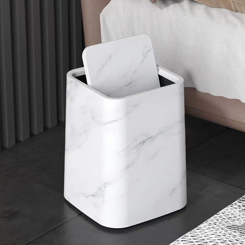 Marble Design Trash Can – 360° Swivel Lid