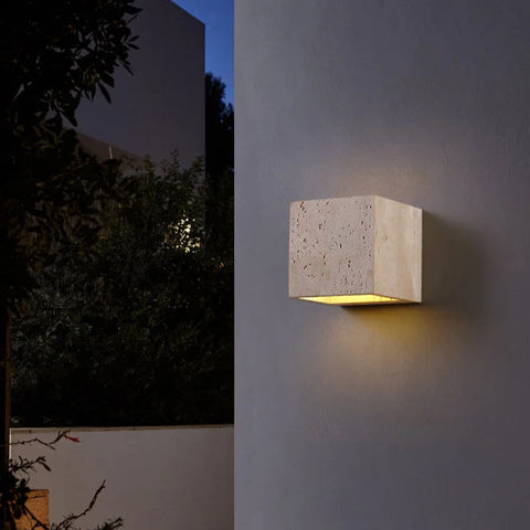 14:53 Travertine LED Wall Sconce – Up & Down Waterproof Light for Outdoor, Patio & Bathroom