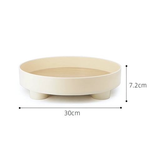 Modern Round Wooden Tray – Minimalist Decorative Serving Board