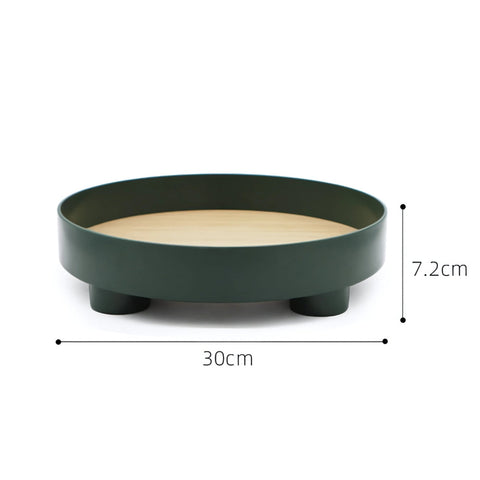 Modern Round Wooden Tray – Minimalist Decorative Serving Board