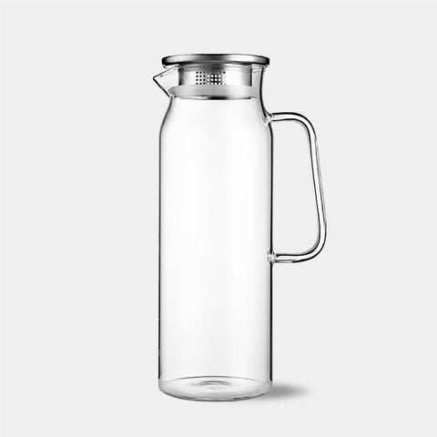 Modern Glass Water Pitcher – Heat-Resistant with Steel Lid