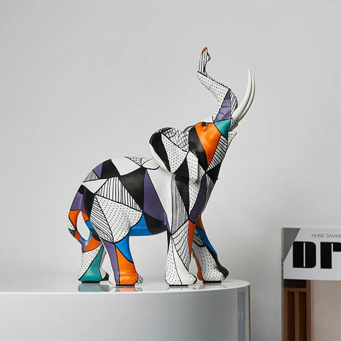 Mosaic Elephant Figurine – Decorative Majesty Sculpture