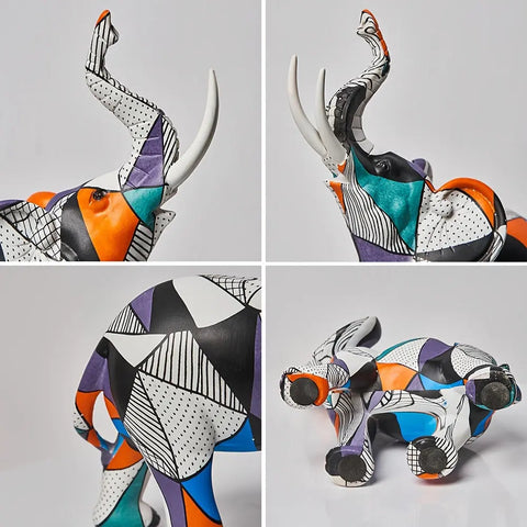 Mosaic Elephant Figurine – Decorative Majesty Sculpture