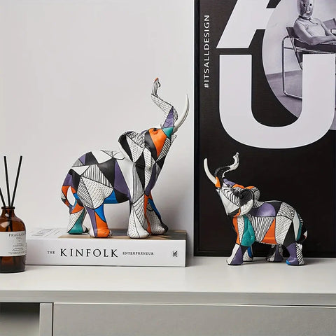 Mosaic Elephant Figurine – Decorative Majesty Sculpture