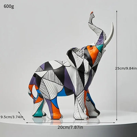Mosaic Elephant Figurine – Decorative Majesty Sculpture
