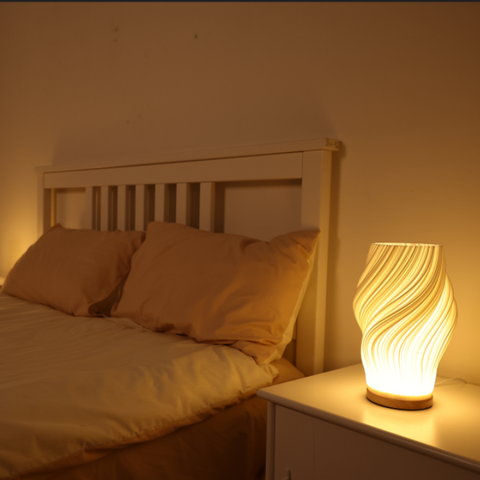 Pleated LED Table Lamp – Soft Sculptural Bedside Light
