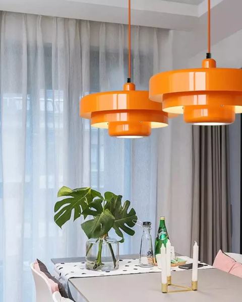 Cascadia Pendant Light – Retro Orange Style with a Modern Statement Twist
