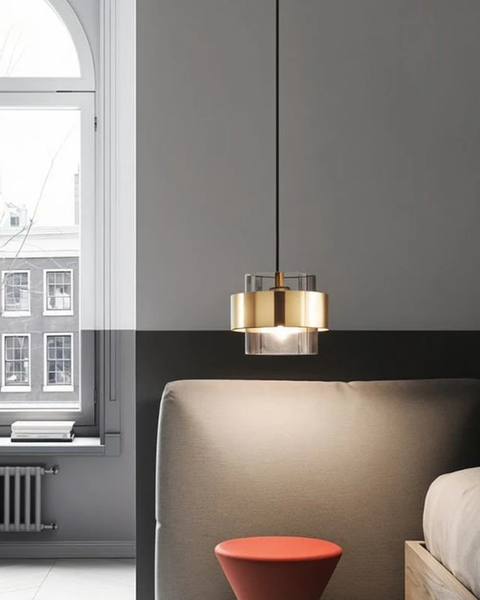Industra – Modern Pendant with Golden Glass & Industrial Edge