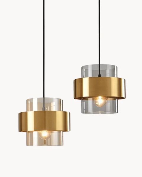 Industra – Modern Pendant with Golden Glass & Industrial Edge