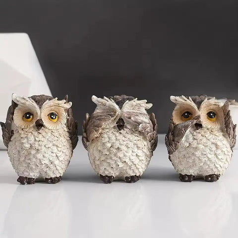 Noxi Expressive Owl Trio Figurine Set
