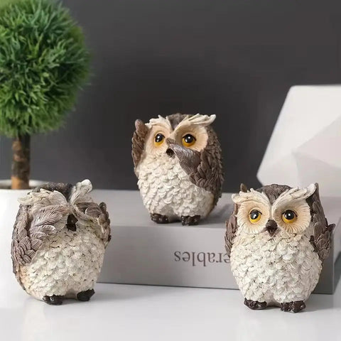 Noxi Expressive Owl Trio Figurine Set