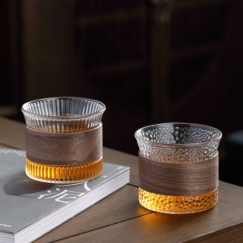 Handcrafted Tumbler Glass with Wooden Accent for Refined Enjoyment