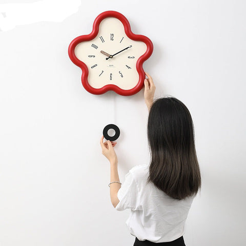 3D Floral Wall Clock – Silent Pendulum, Bedroom Decor