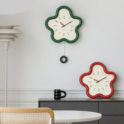 3D Floral Wall Clock – Silent Pendulum, Bedroom Decor