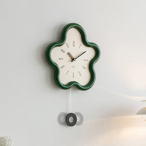 3D Floral Wall Clock – Silent Pendulum, Bedroom Decor