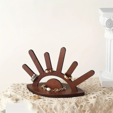 Sunburst Wooden Jewelry Stand – Rustic Organizer Display