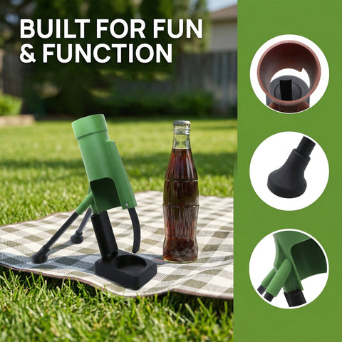 Beer Bottle Mortar Opener – Novelty Cap-Launching Bar & Desk Accessory