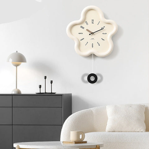 3D Floral Wall Clock – Silent Pendulum, Bedroom Decor