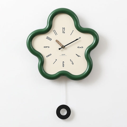 3D Floral Wall Clock – Silent Pendulum, Bedroom Decor