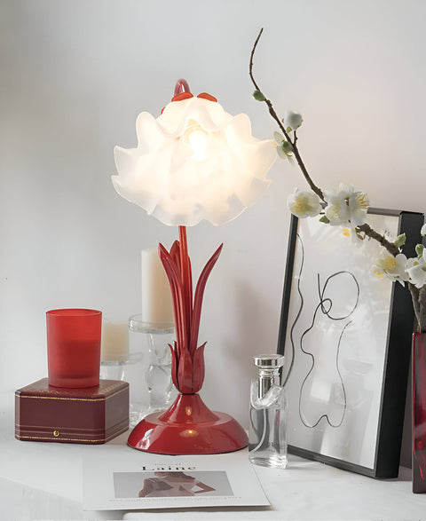 French Antique-Style Table Lamp – Decorative Flower Design Lamp for Bedroom & Living Room