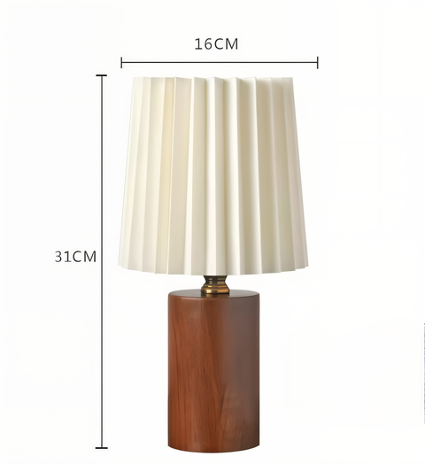 ScandiChic Wooden Table Lamp – Nordic Pleated Fabric Design