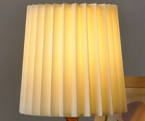 ScandiChic Wooden Table Lamp – Nordic Pleated Fabric Design