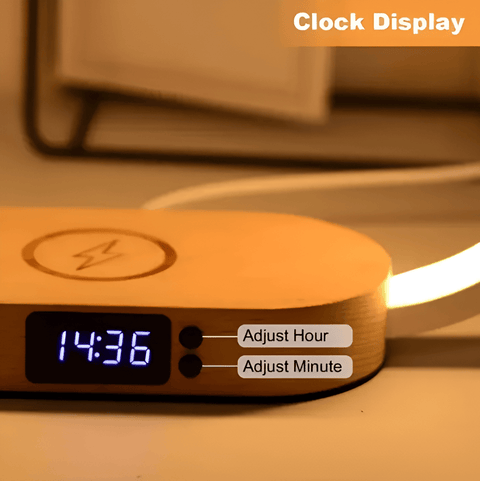 SmartiOne LED Night Lamp – Multifunctional Bedside Lamp with Wireless Charger & Digital Clock