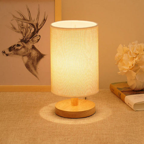 Dimmable Wooden Bedside Lamp – Remote Control Nightstand Light