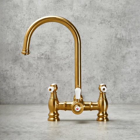 Traditional Bridge 3-in-1 Boiling Tap | Brushed Gold & Ceramic Levers