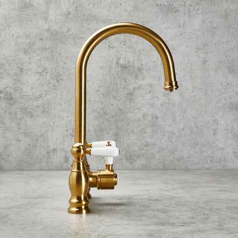 Traditional Bridge 3-in-1 Boiling Tap | Brushed Gold & Ceramic Levers