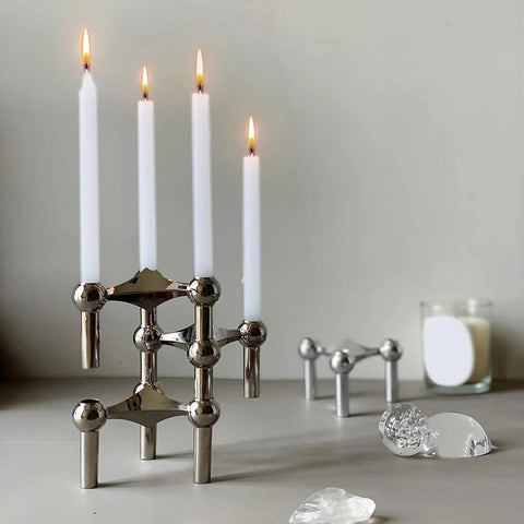 Molecular Structure Candle Holder – Abstract Metal Décor
