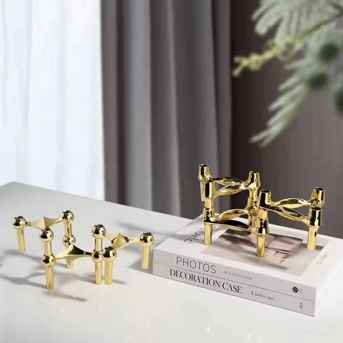 Molecular Structure Candle Holder – Abstract Metal Décor