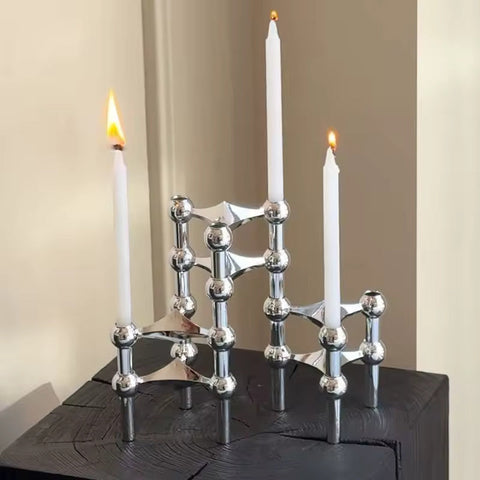 Molecular Structure Candle Holder – Abstract Metal Décor