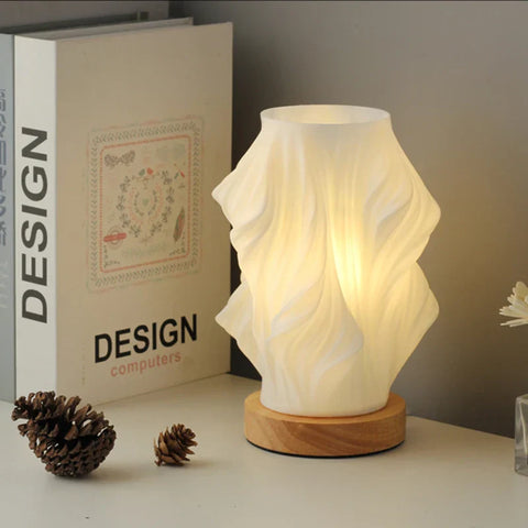 Pleated LED Table Lamp – Soft Sculptural Bedside Light