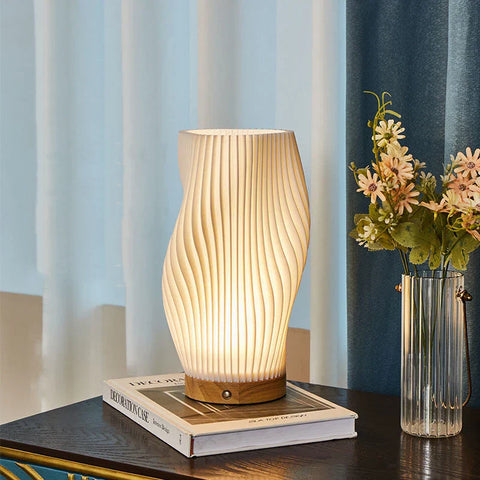 Pleated LED Table Lamp – Soft Sculptural Bedside Light