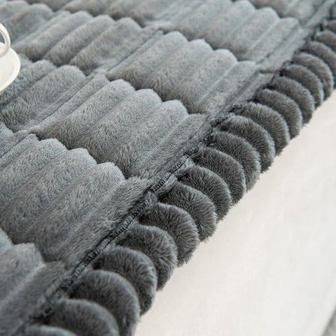 Plush Pleated Sofa Cover – Soft Flannel, Anti-Slip & Washable