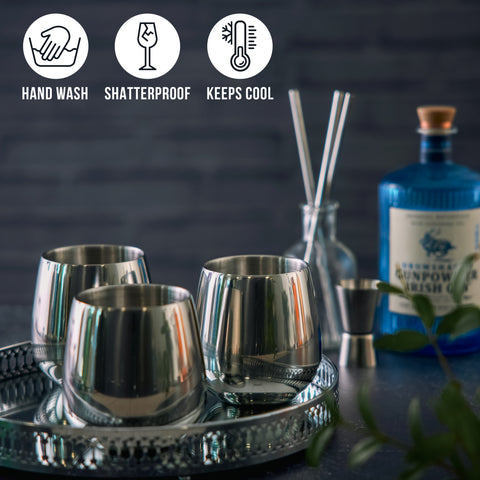 Stainless Steel Silver Tumblers with Straws