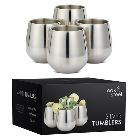 Stainless Steel Silver Tumblers with Straws