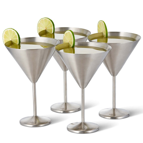 Stainless Steel Matte Silver Martini Cocktail Glasses