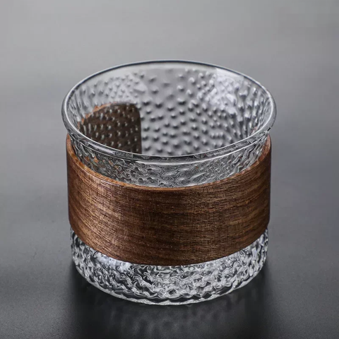Handcrafted Tumbler Glass with Wooden Accent for Refined Enjoyment