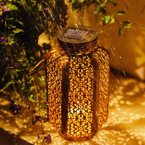 Solar Garden Lamp | Moroccan Iron Lattice Design