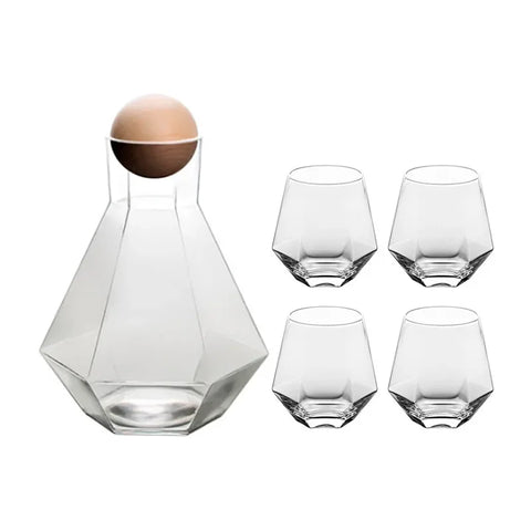 Diamond Pattern Glass Drinkware Set | Jug & Rocks Glasses