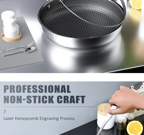 Stainless Steel Honeycomb Non-Stick Frying Pan