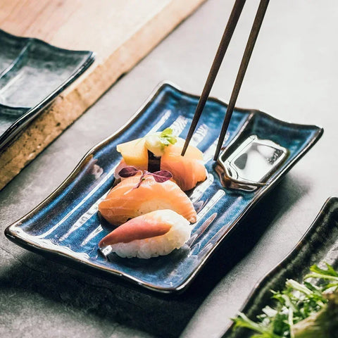Handmade Ceramic Sushi Plate | White Porcelain Serving Dish