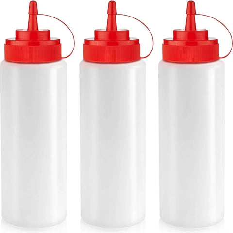 12 oz Squeeze Bottles for Sauces – Leak-Proof Oil, Syrup & Dressing Dispenser, 3-Pack