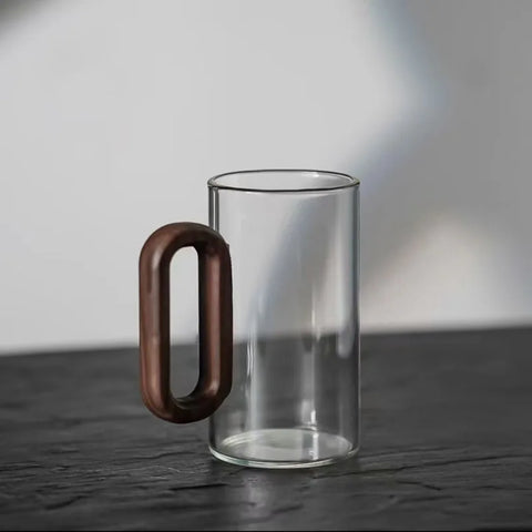 Rustic Wooden Handle Glass Mug