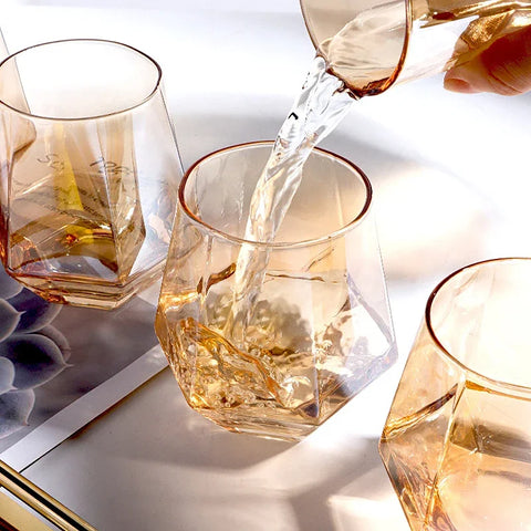 Diamond Pattern Glass Drinkware Set | Jug & Rocks Glasses