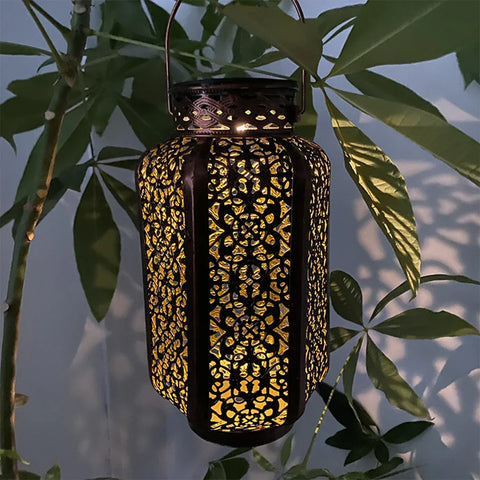 Solar Garden Lamp | Moroccan Iron Lattice Design